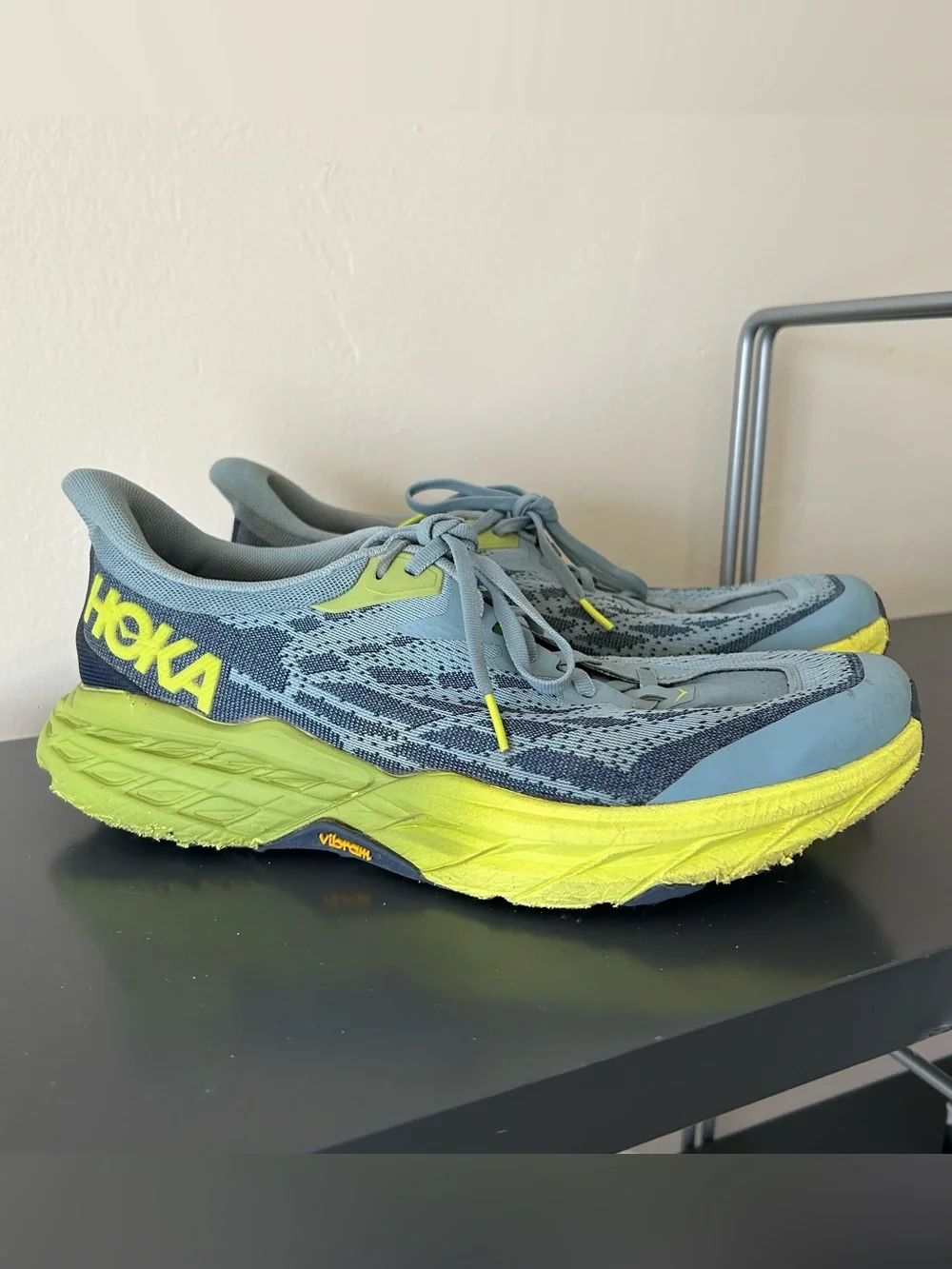 Hoka One One Blue and Neon Yellow Men's Running Shoes